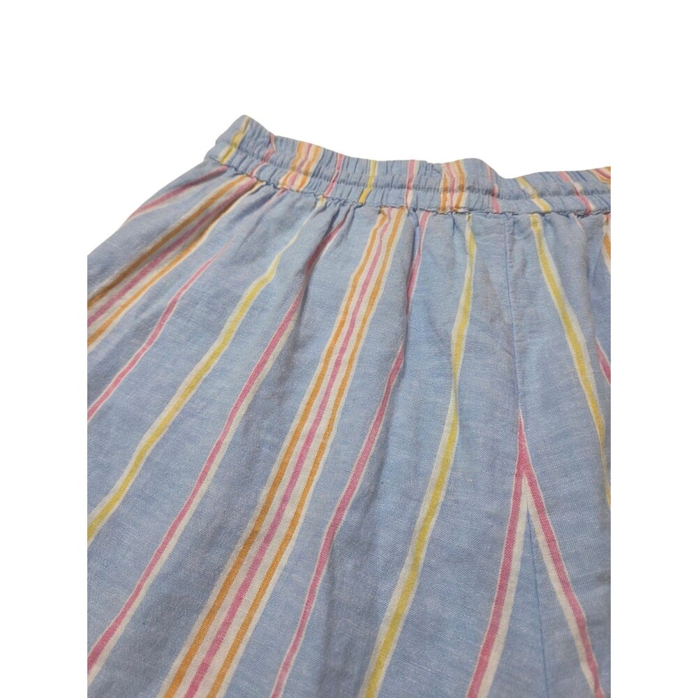 NWT Crown & Ivy Linen Blend Ruffle Leg Shorts Blue Pink Stripe Pockets M B32.1 - Picture 9 of 10
